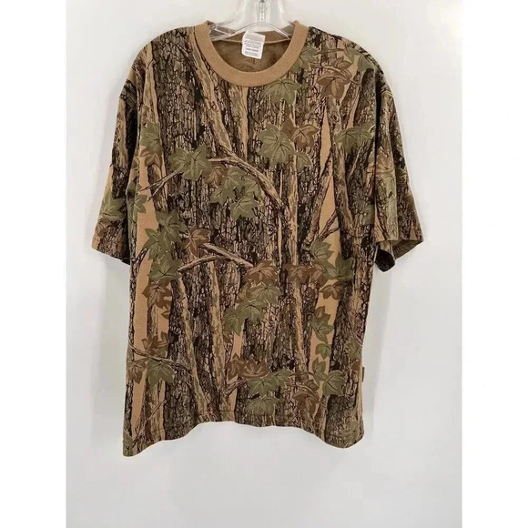 Horizon Trebark Camo Hunting T Shirt Size LARGE Brown Tree Green EXCELLENT COND - Picture 4 of 9